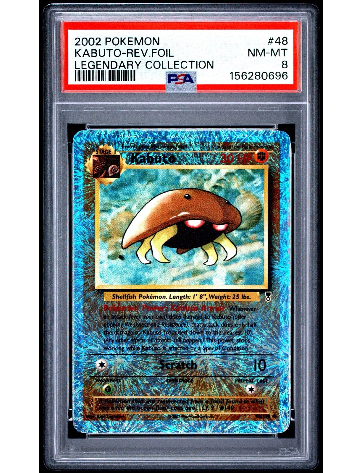 PSA 8 Kabuto Legendary Collection Reverse Holo Foil POP 208 48/110 Pokémon LC PSA 8 Kabuto Legendary Collection Reverse Holo Foil POP 208 48/110 Pokémon LC