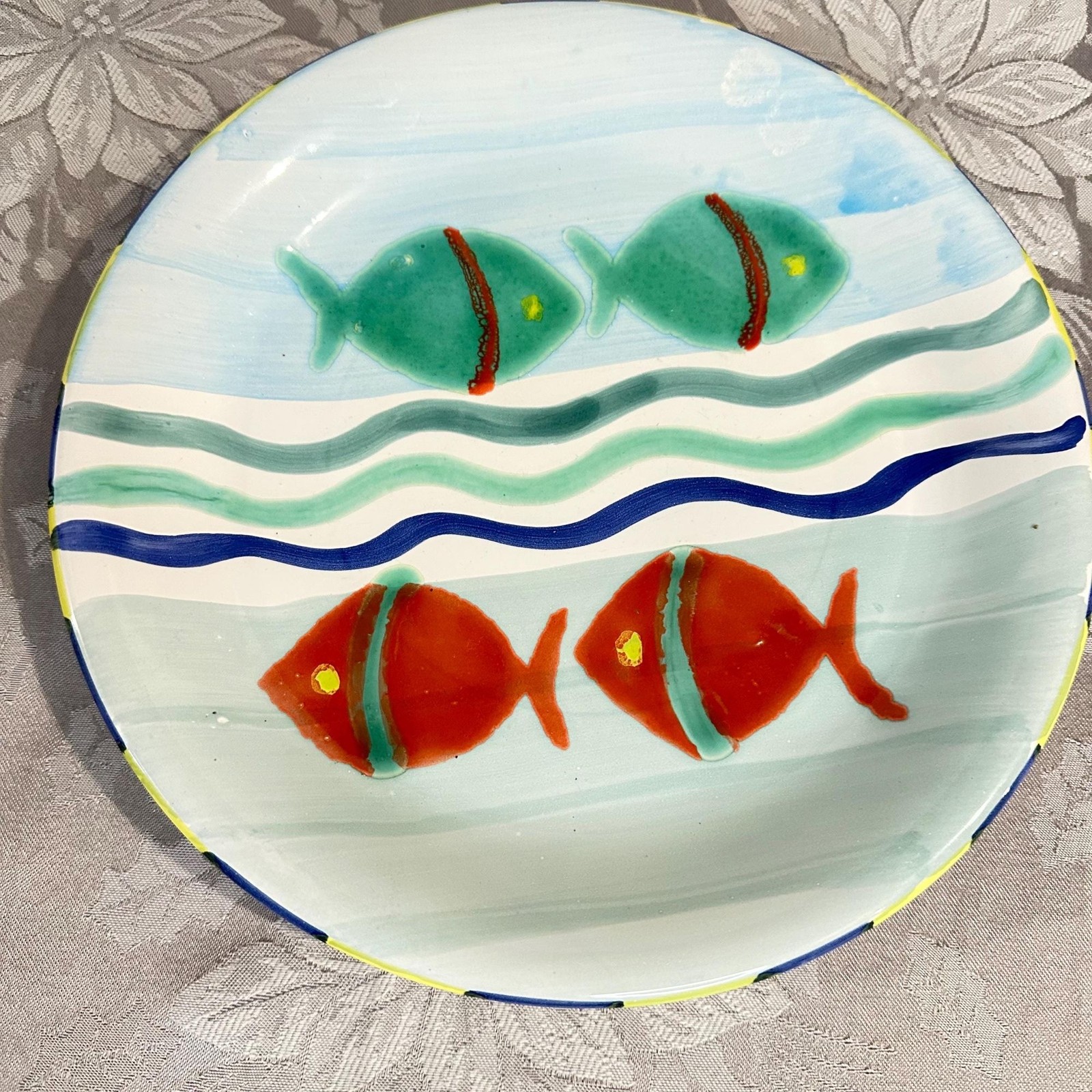 Vtg Italian Ceramic Fish Plate Hand Painted De Simone Style Nautical Decor READ Vtg Italian Ceramic Fish Plate Hand Painted De Simone Style Nautical Decor READ