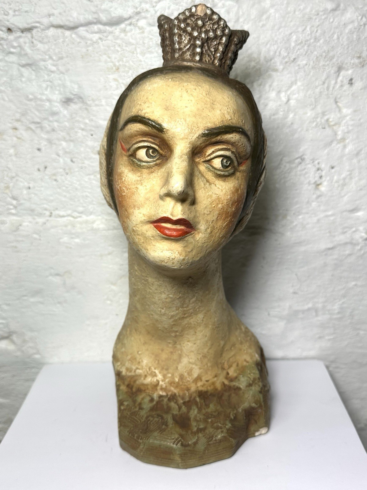 Antique Early 1900s Plaster Mannequin Bust Dept Store Millinery Display Art Deco Antique Early 1900s Plaster Mannequin Bust Dept Store Millinery Display Art Deco