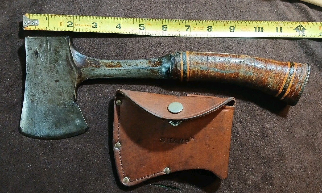 Vtg 1940-1950 ESTWING 14A Hatchet W/ Leather Sheath, U.S.A. 