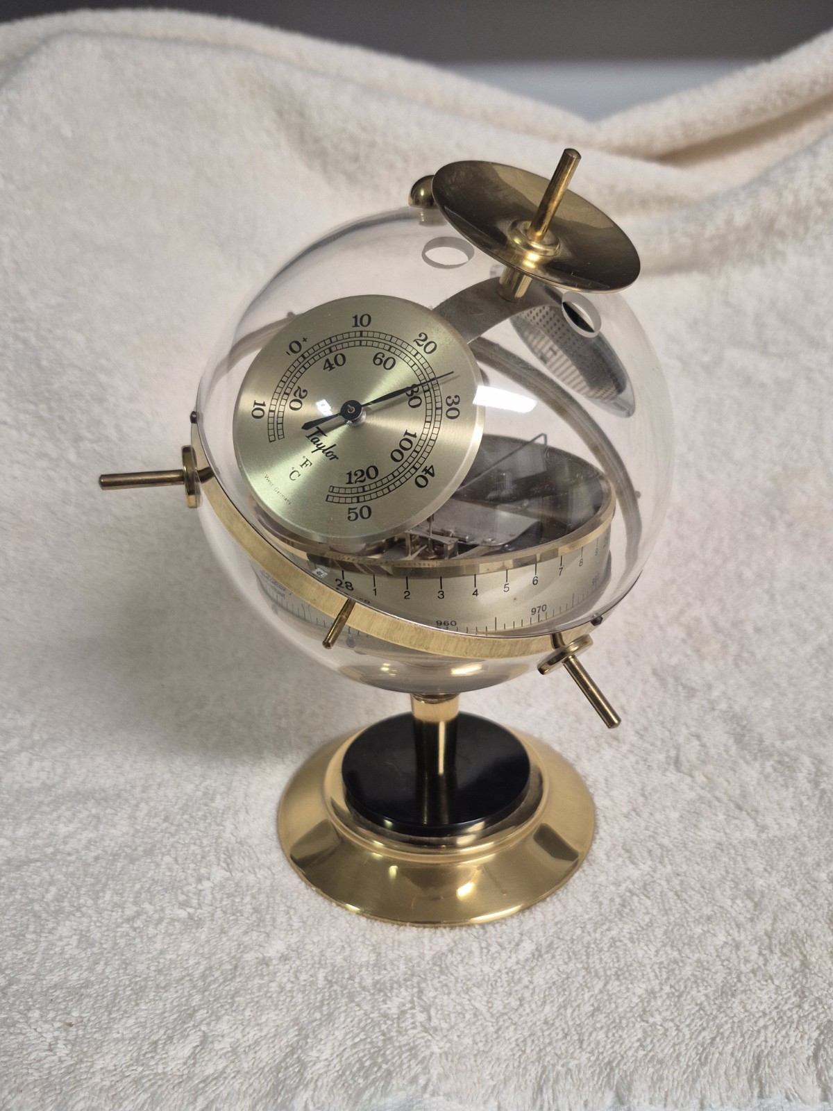 Vintage Mcm West Germany Sputnik Weather Station Globe Hygrometer Barometer
