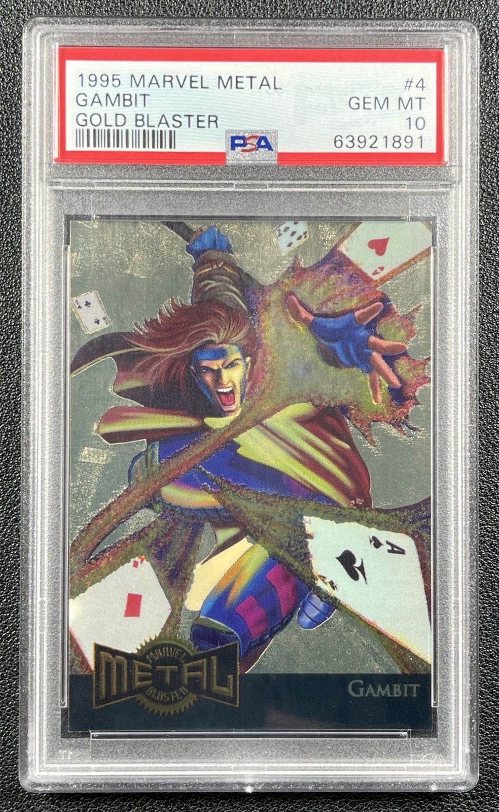 GAMBIT PSA 10 1995 FLEER METAL MARVEL #4 GOLD BLASTER BLASTERS 1891