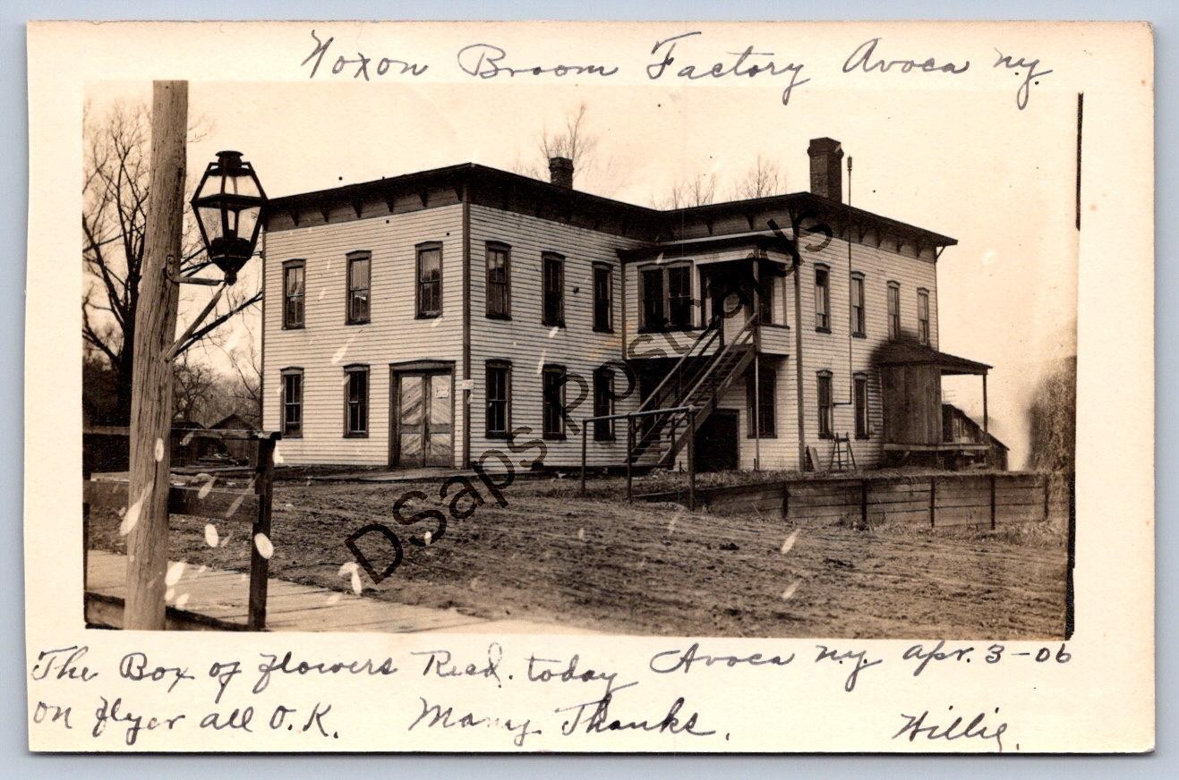 K60/ Avoca New York RPPC Postcard c1910 Noxon Broom Factory Building 399 K60/ Avoca New York RPPC Postcard c1910 Noxon Broom Factory Building 399
