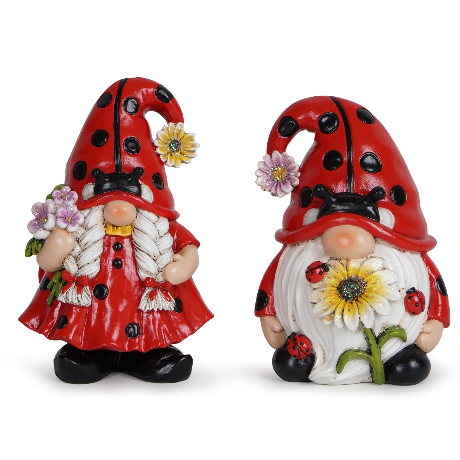 2PCS Spring Ladybug Gnomes Decorations Ladybug Couple Gnomes Ornaments Decor ...