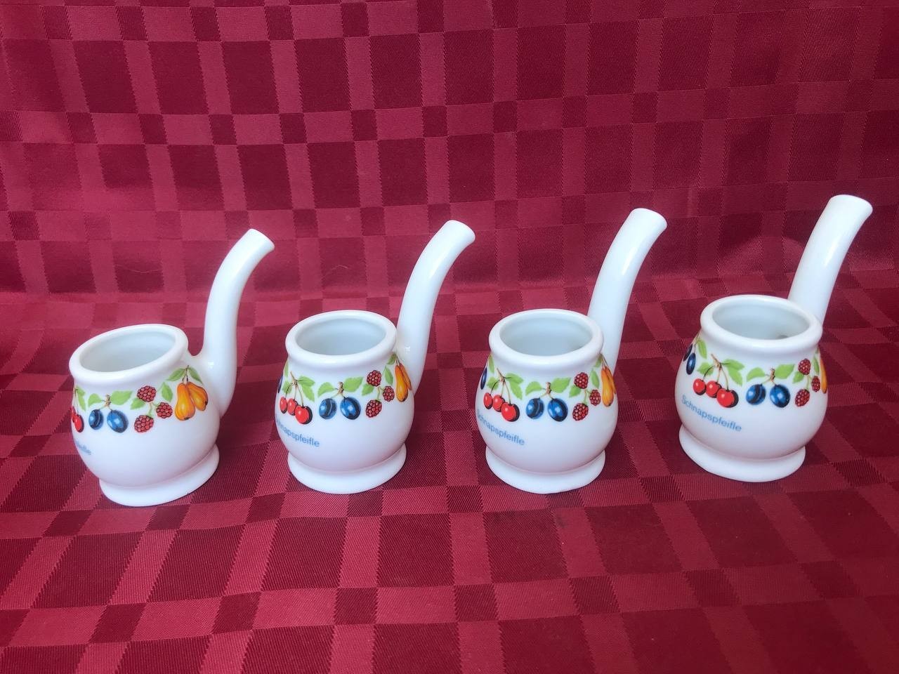 Set of 4 Vintage Porcelain Schnapps Pipes Weisenbach Germany