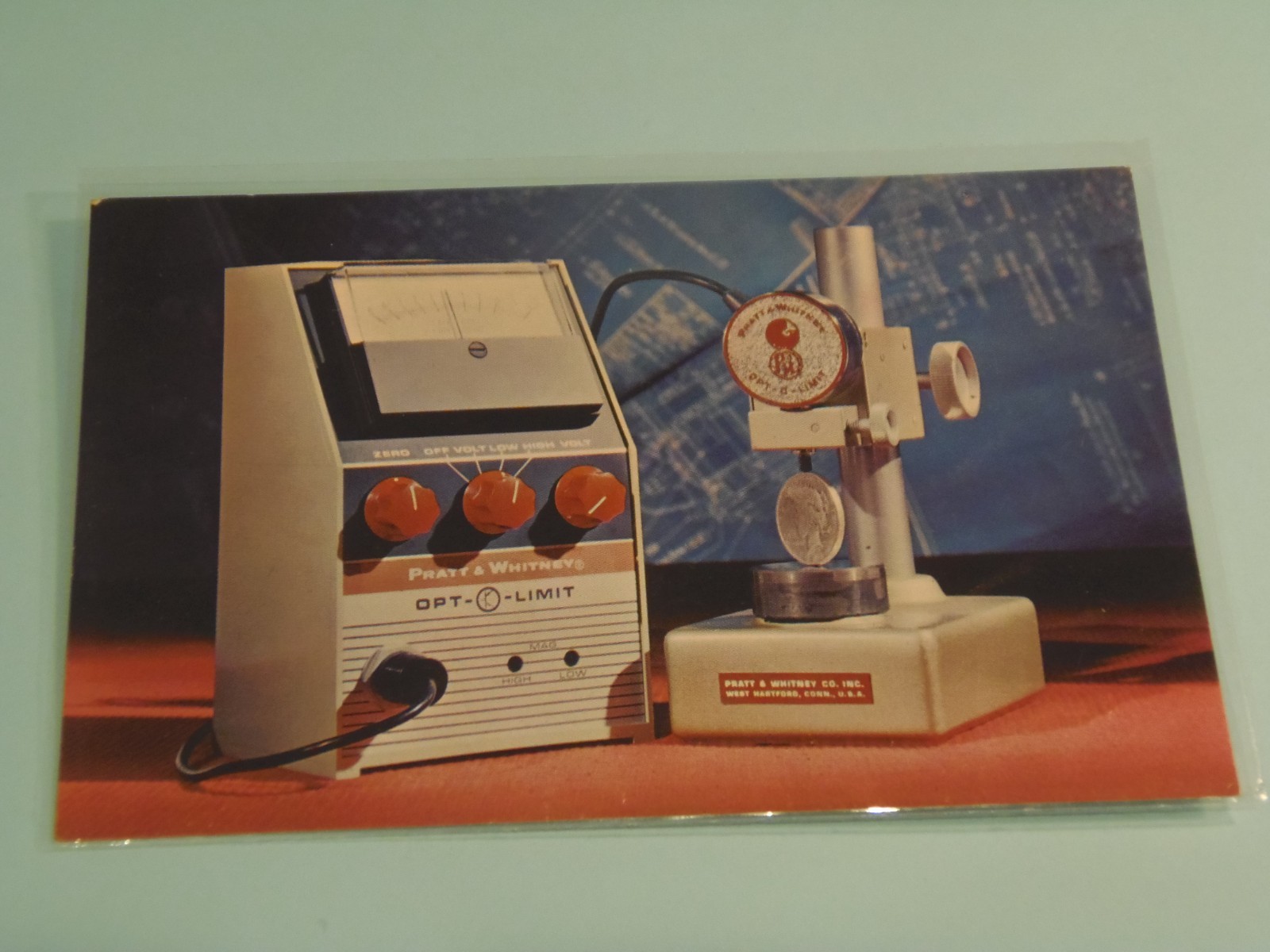Pratt & Whitney OPT-O-Limit, Electronic Gage, Advertising Postcard Pratt & Whitney OPT-O-Limit, Electronic Gage, Advertising Postcard