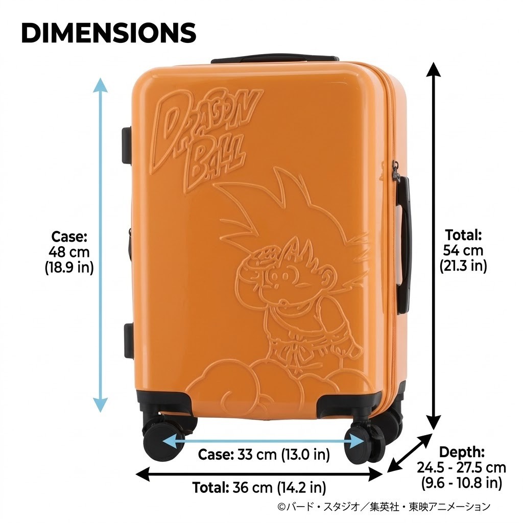 Dragon Ball Goku Hard Suitcase Carry Luggage 48cm 36L Orange New  