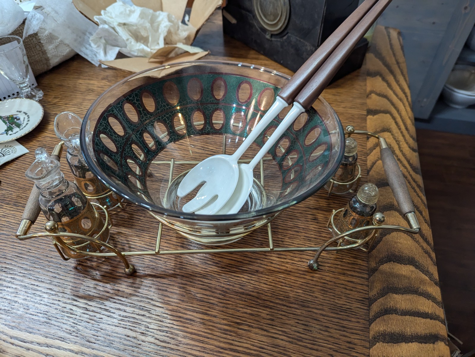 Stunning Vintage Mid Century Starlyte 11 Piece Salad and Spice Set Rare 22K Stunning Vintage Mid Century Starlyte 11 Piece Salad and Spice Set Rare 22K