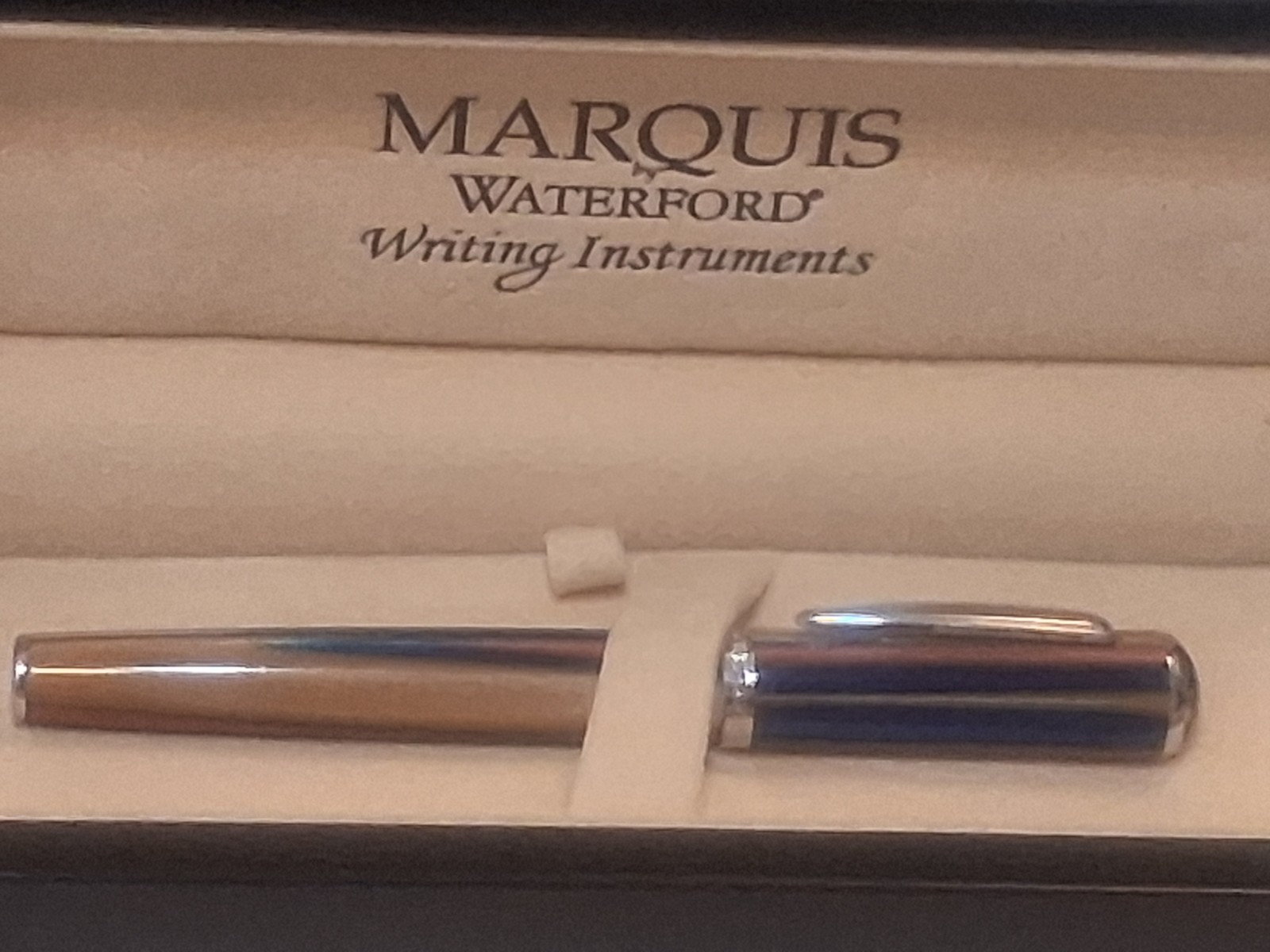 Vintage Marquis by Waterford Fountain Pen Two-Tone Copper & Translucent Blue W/