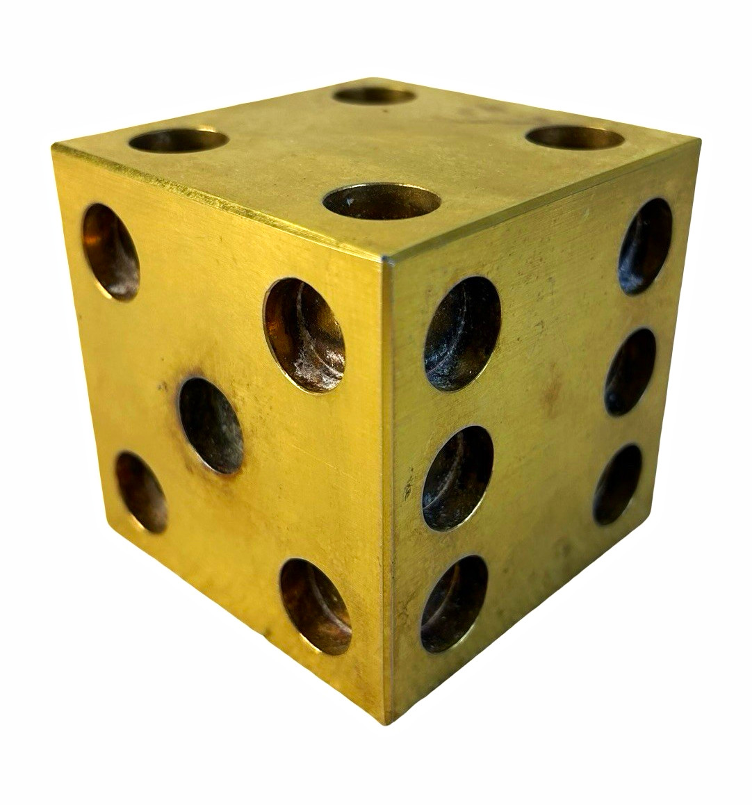 Vintage Large Heavy Brass Boardgame Gaming Die Dice 3”