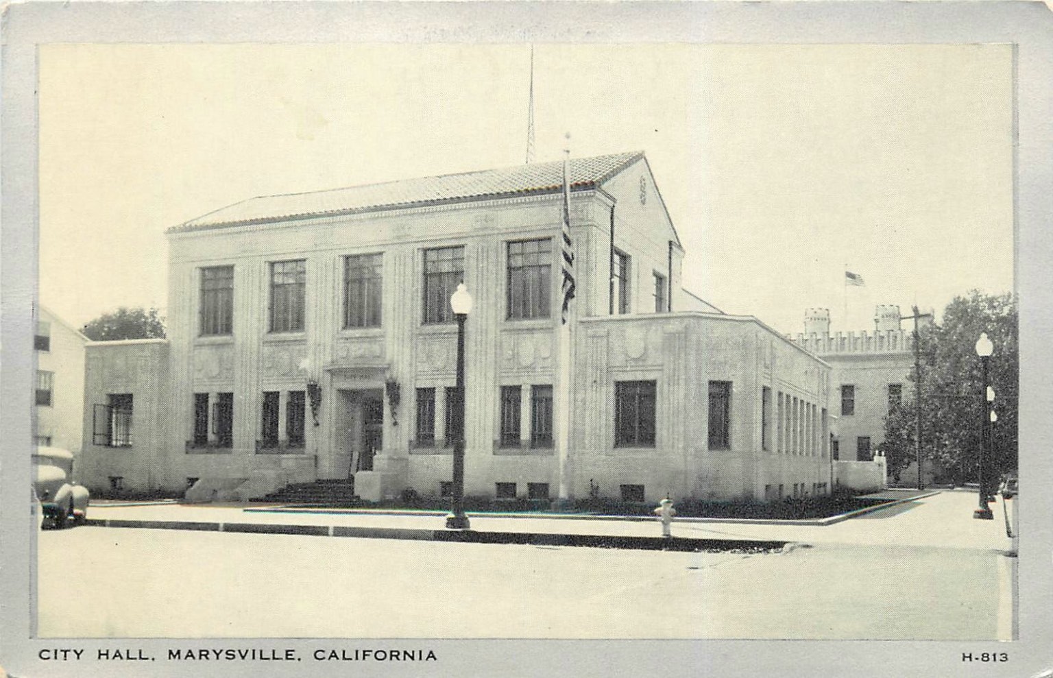 Marysville CA City Hall Vintage Postcard Wayne Paper Box & Prtg Corp H-813 Marysville CA City Hall Vintage Postcard Wayne Paper Box & Prtg Corp H-813