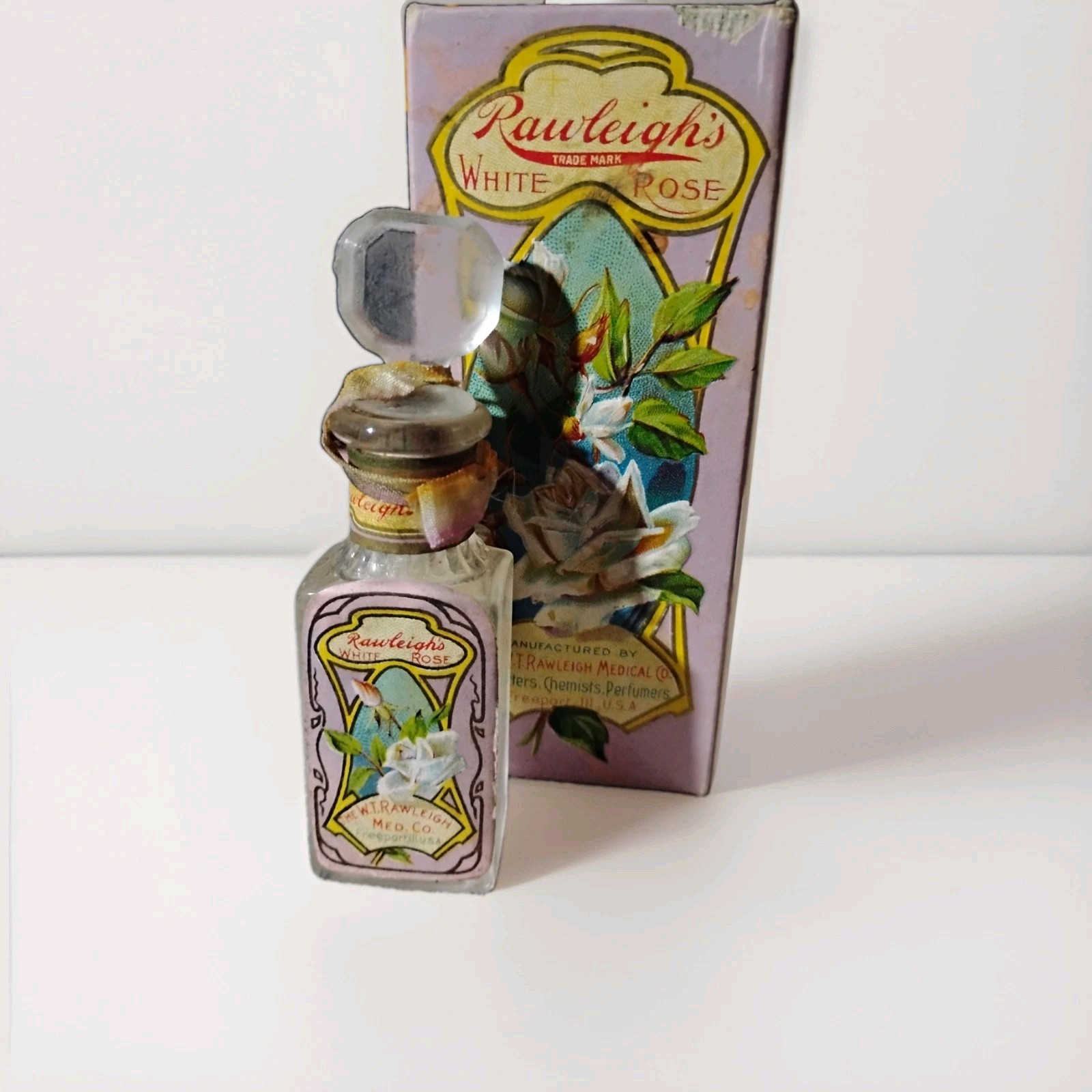 Rawleigh's White Rose Perfume Bottle with Original Box - White Rose Perfume