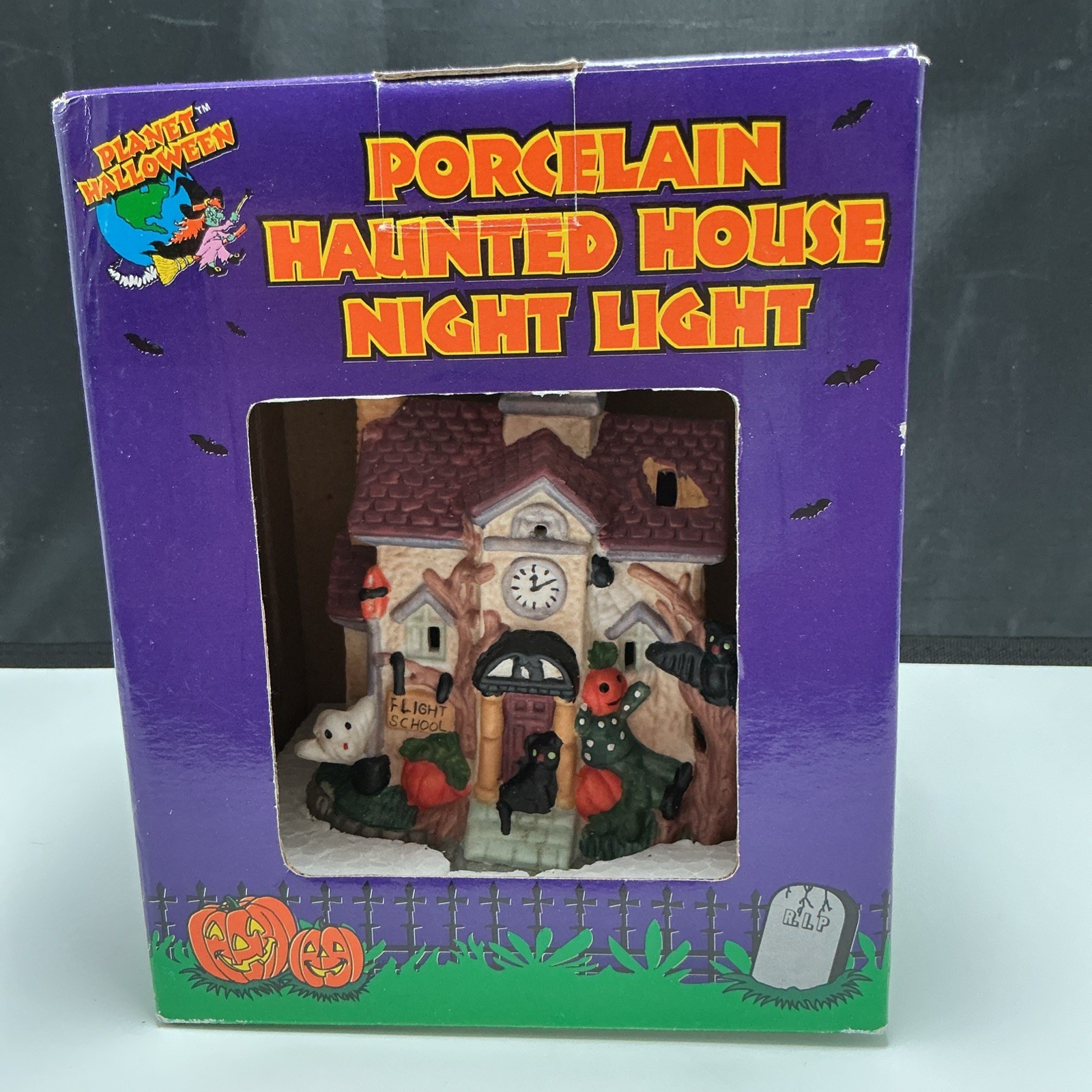 Vtg Planet Halloween Haunted House Flight School Night Light Lighted Village Vtg Planet Halloween Haunted House Flight School Night Light Lighted Village