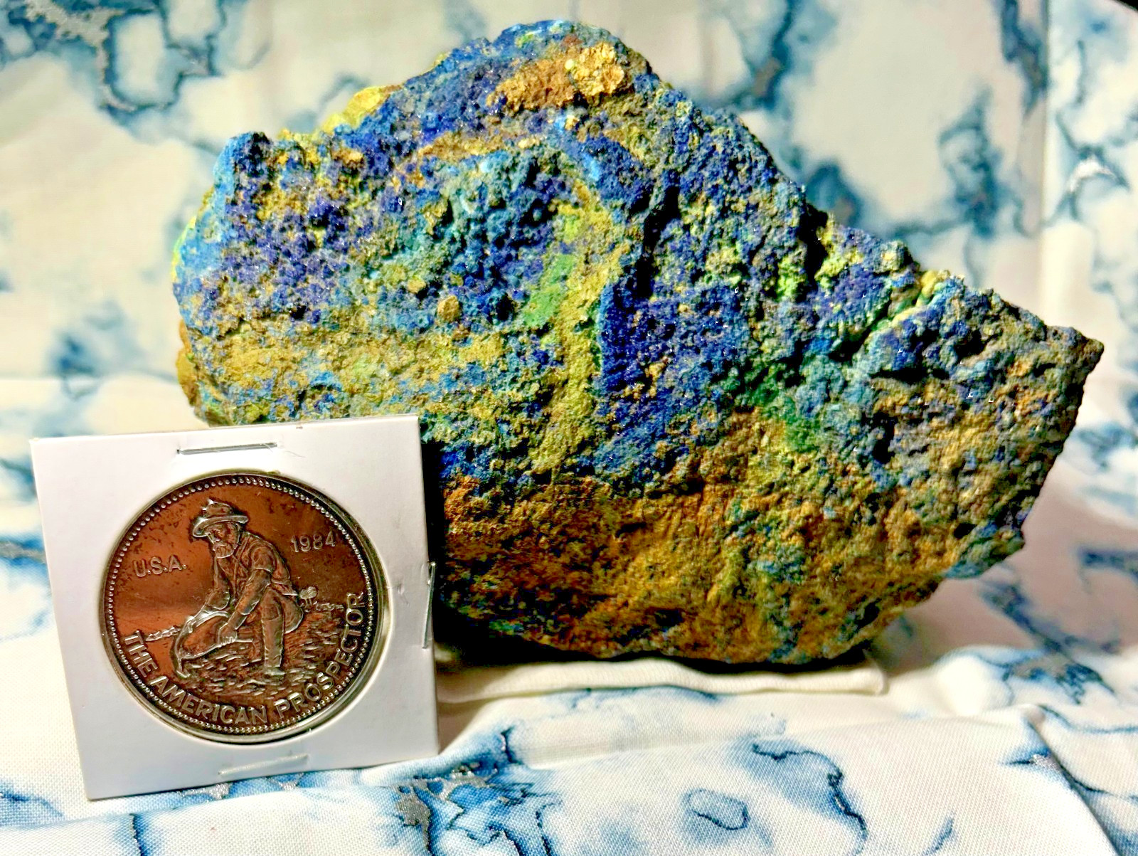 Arizona Azurite Malachite Copper Mineral Specimen Botryoidal Vugs 1 lb 12.9 oz