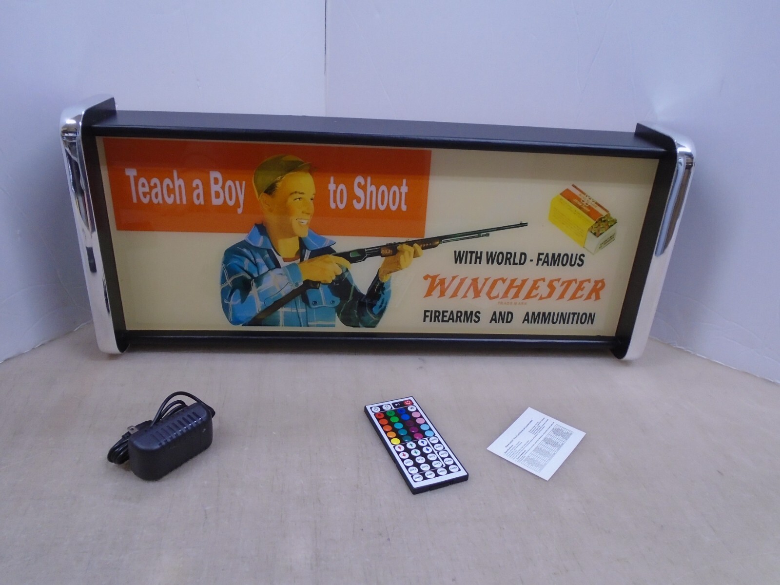 Winchester Teach Boy to shoot LED Display lighted sign lightbox Wall hanging