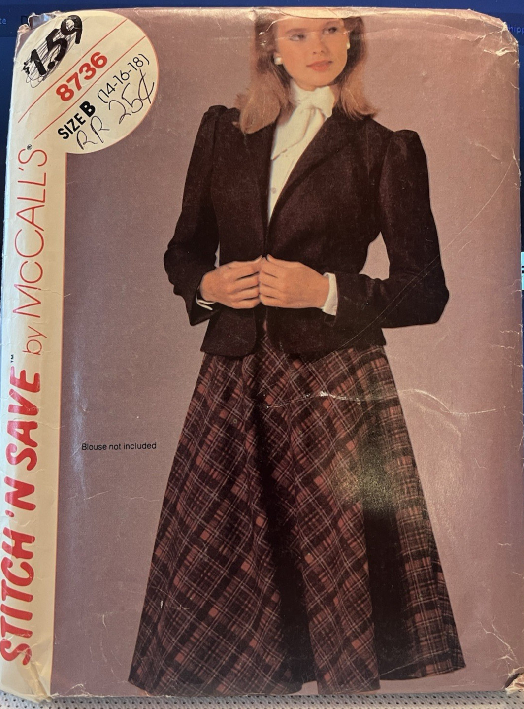 Vintage 1983 McCalls Stitch N Save Pattern #8736 Womens Jacket/Skirt Size 14,16, Vintage 1983 McCalls Stitch N Save Pattern #8736 Womens Jacket/Skirt Size 14,16,