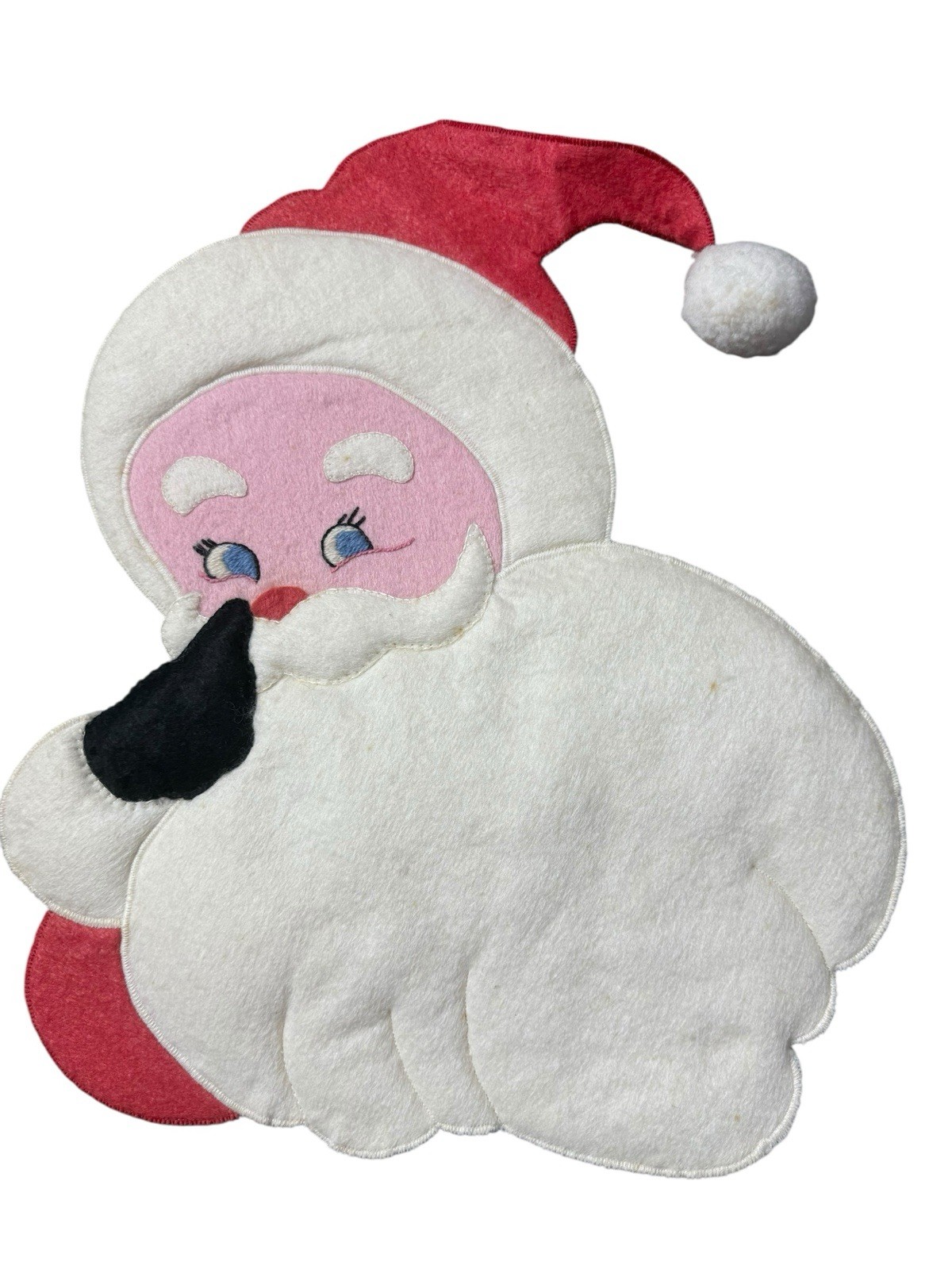 Vintage Santa wall hanging applique felt? estate find