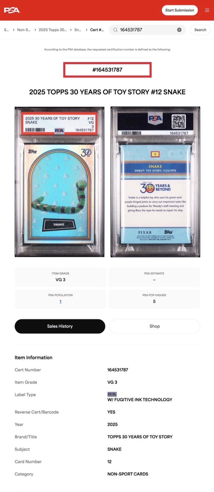 2025 TOPPS 30 YEARS OF TOY STORY #12 SNAKE 2025 TOPPS 30 YEARS OF TOY STORY #12 SNAKE