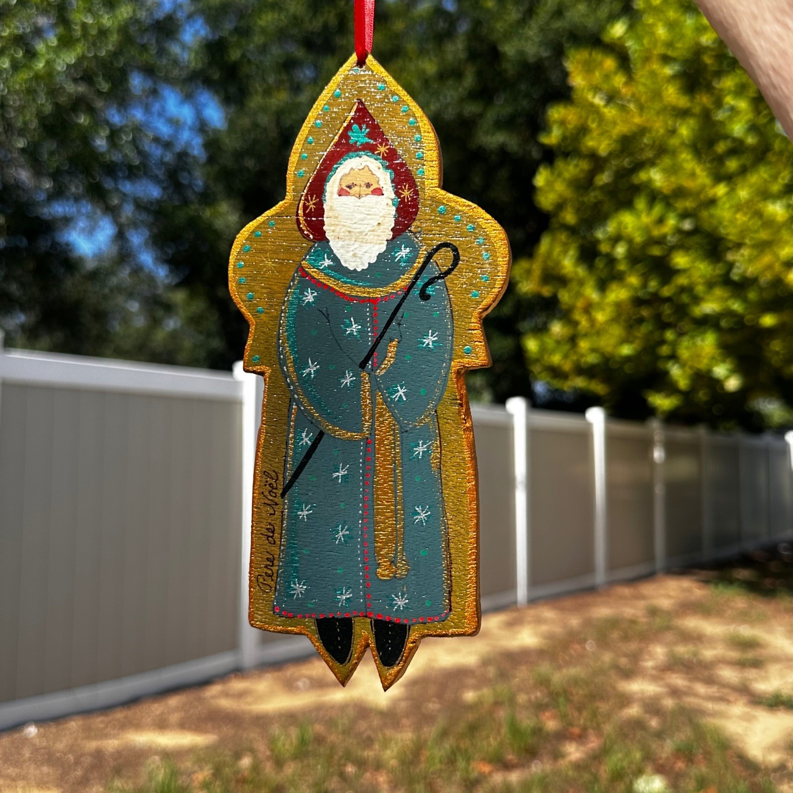Vintage 1993 Hand Painted Wood Santa Christmas Ornament Folk Art Pere de Noel Vintage 1993 Hand Painted Wood Santa Christmas Ornament Folk Art Pere de Noel