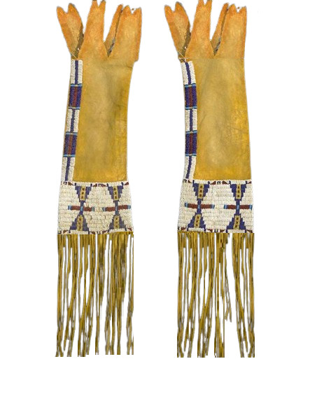 Old American Style Buffalo Hide Sioux Beaded Tobacco Bag Fringes 6 x 32 '' BP15
