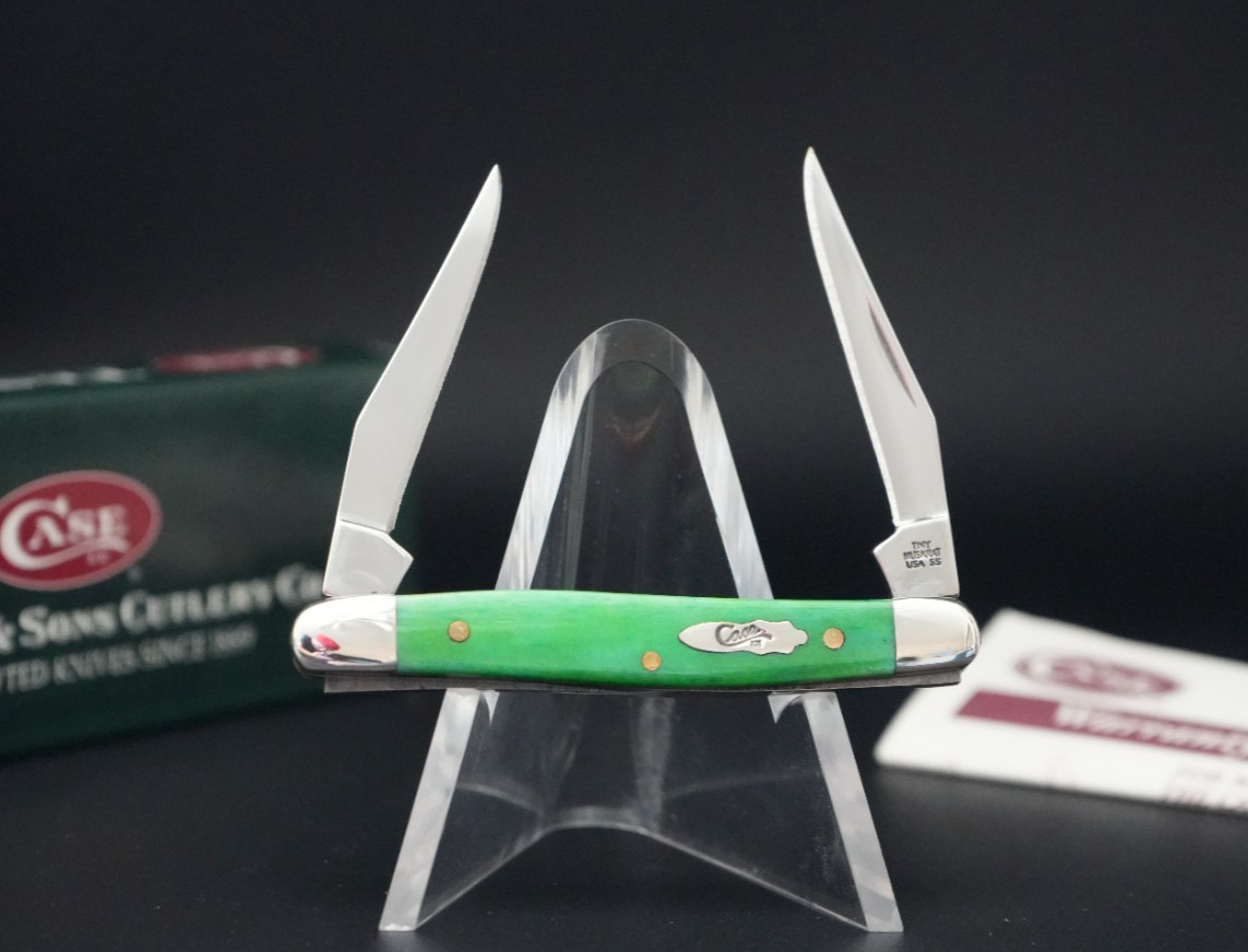*RARE* 2007 CASE XX MAGACIANS Bright GREEN / RED BONE TINY MUSKRAT SS KNIFE NIB