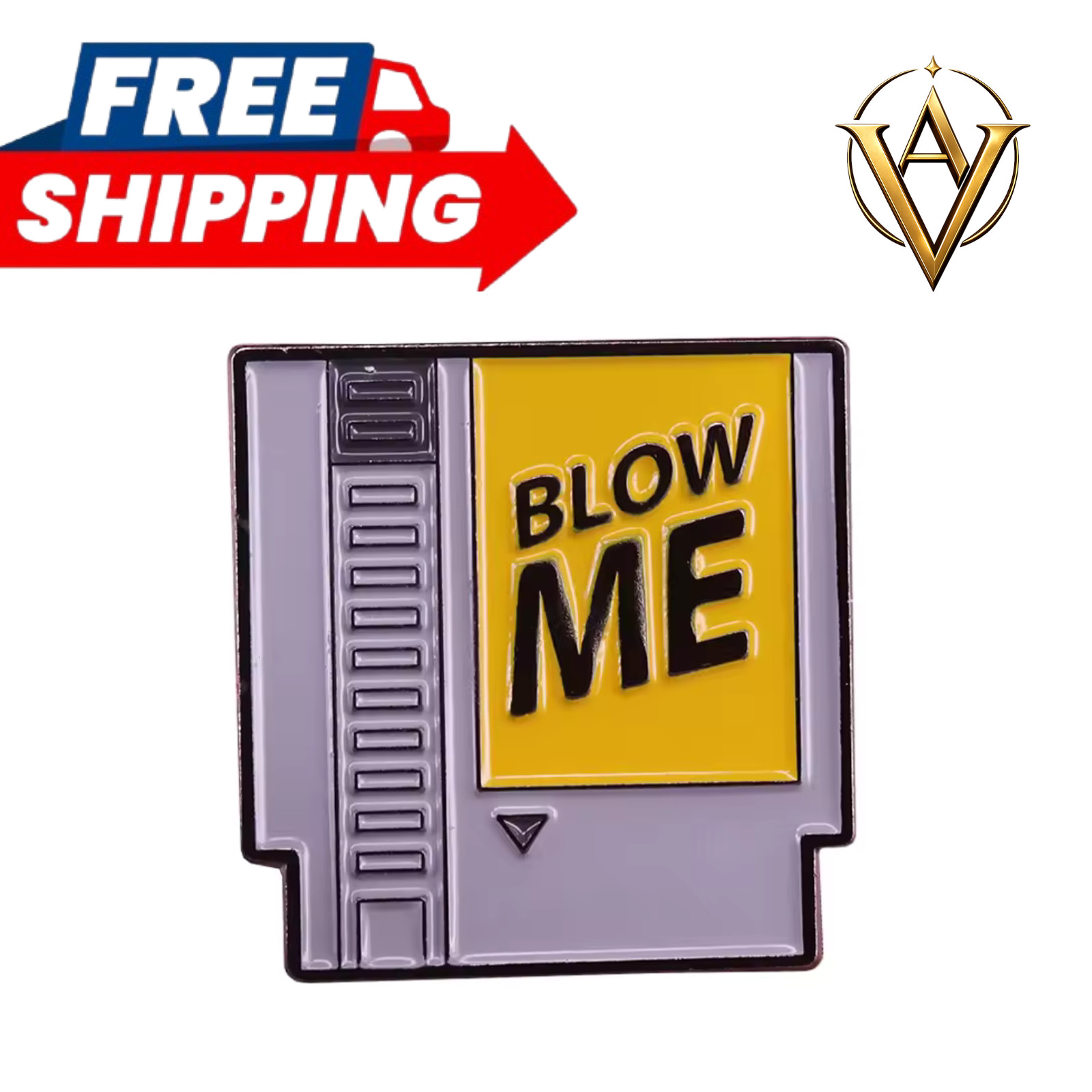 Blow Me Enamel Pin Retro Game Cartridge Funny Gamer Lapel Pin Gift Blow Me Enamel Pin Retro Game Cartridge Funny Gamer Lapel Pin Gift