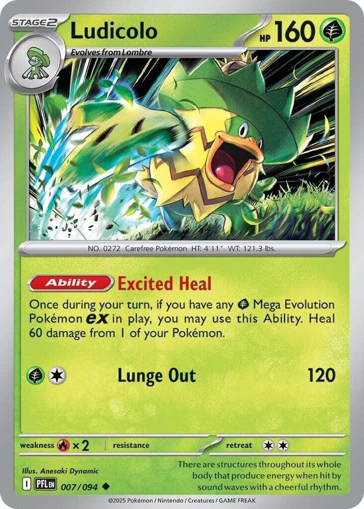 Ludicolo Uncommon ME02: Phantasmal Flames 007/094 NM
