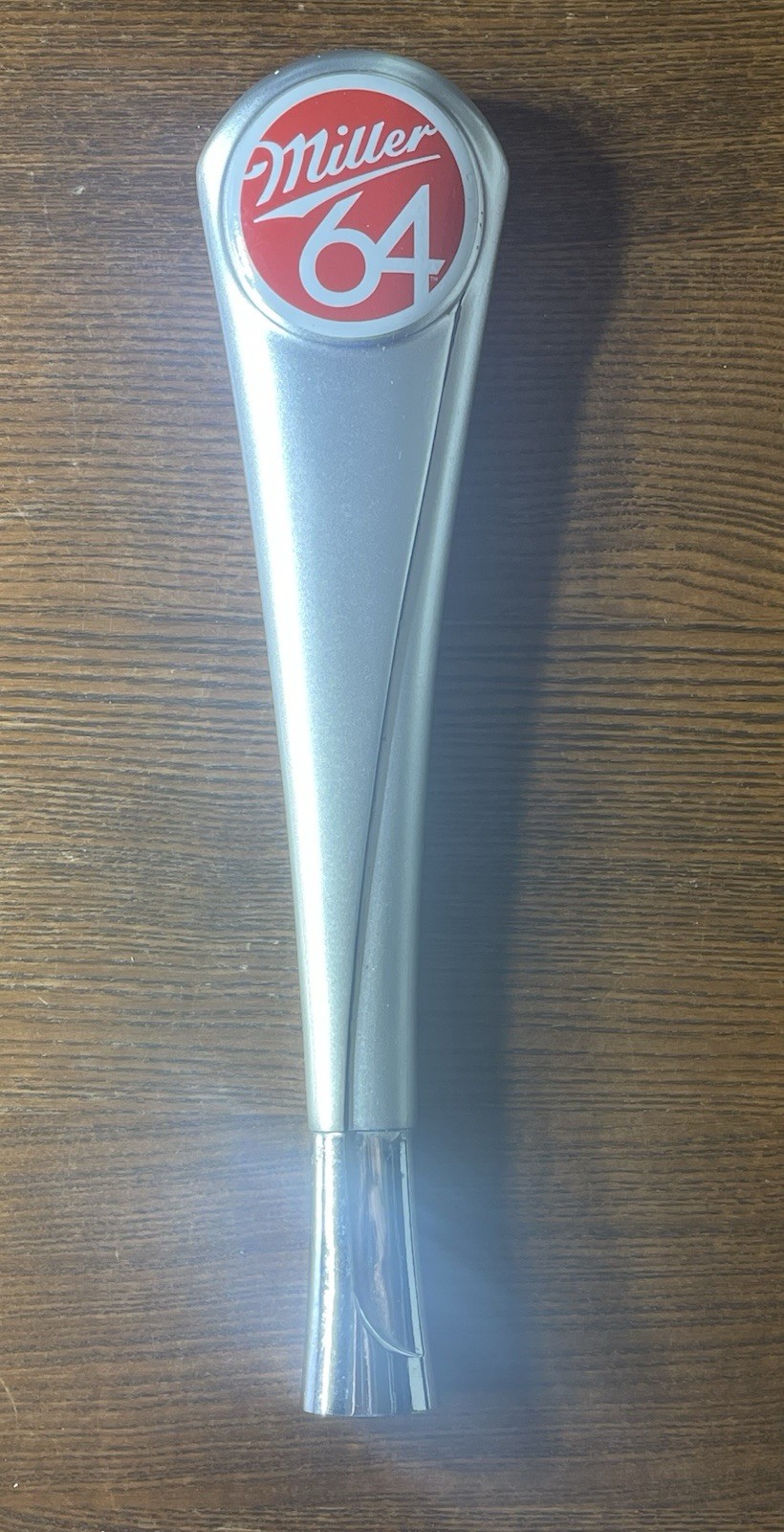 Vintage Miller 64 Beer Tap Handle Silver Red Logo Draft Keg Bar Breweriana 12\