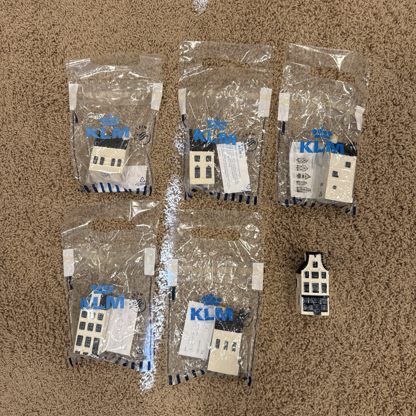 Lot of 6 KLM BOLS Blue Delft Amsterdam Canal Houses #44,10,28,23,59,38 EMPTY Lot of 6 KLM BOLS Blue Delft Amsterdam Canal Houses #44,10,28,23,59,38 EMPTY