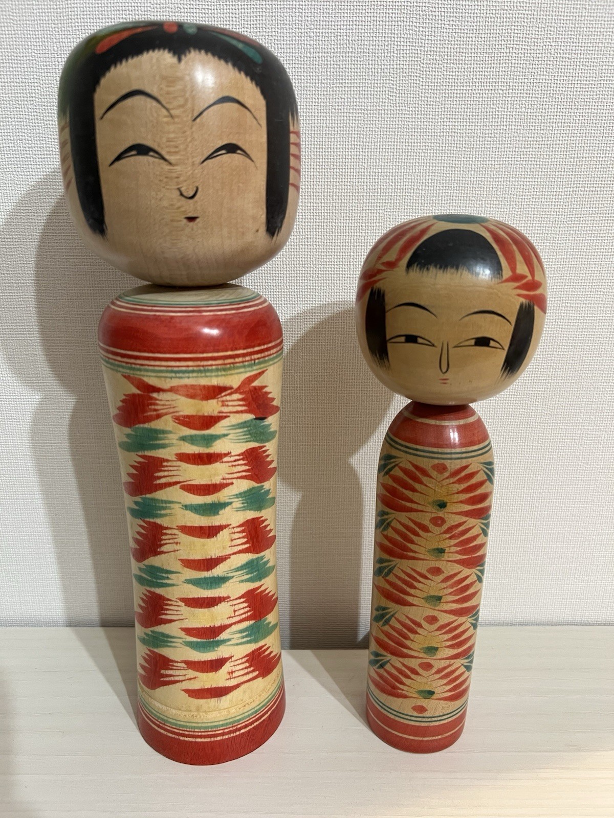 Vintage Japanese Kokeshi Doll Set Signed Akiyama Kazuo Saito Matsusuke Wooden