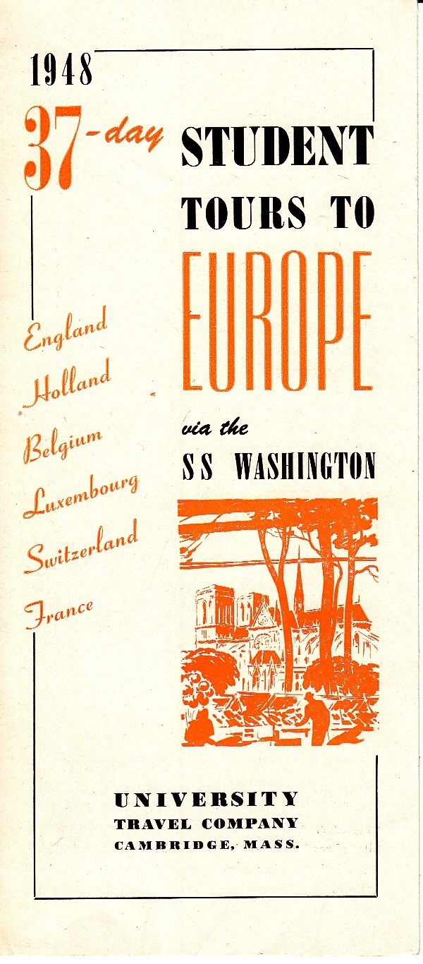 1948 Student Tours to Europe via the SS Washington University Travel Company