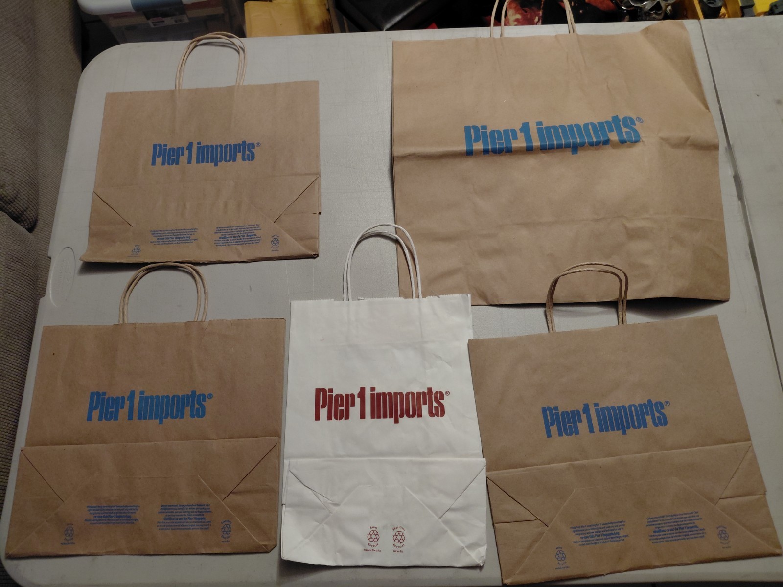 Vintage Pier 1 Imports paper shopping bags ~ 5 bags Vintage Pier 1 Imports paper shopping bags ~ 5 bags