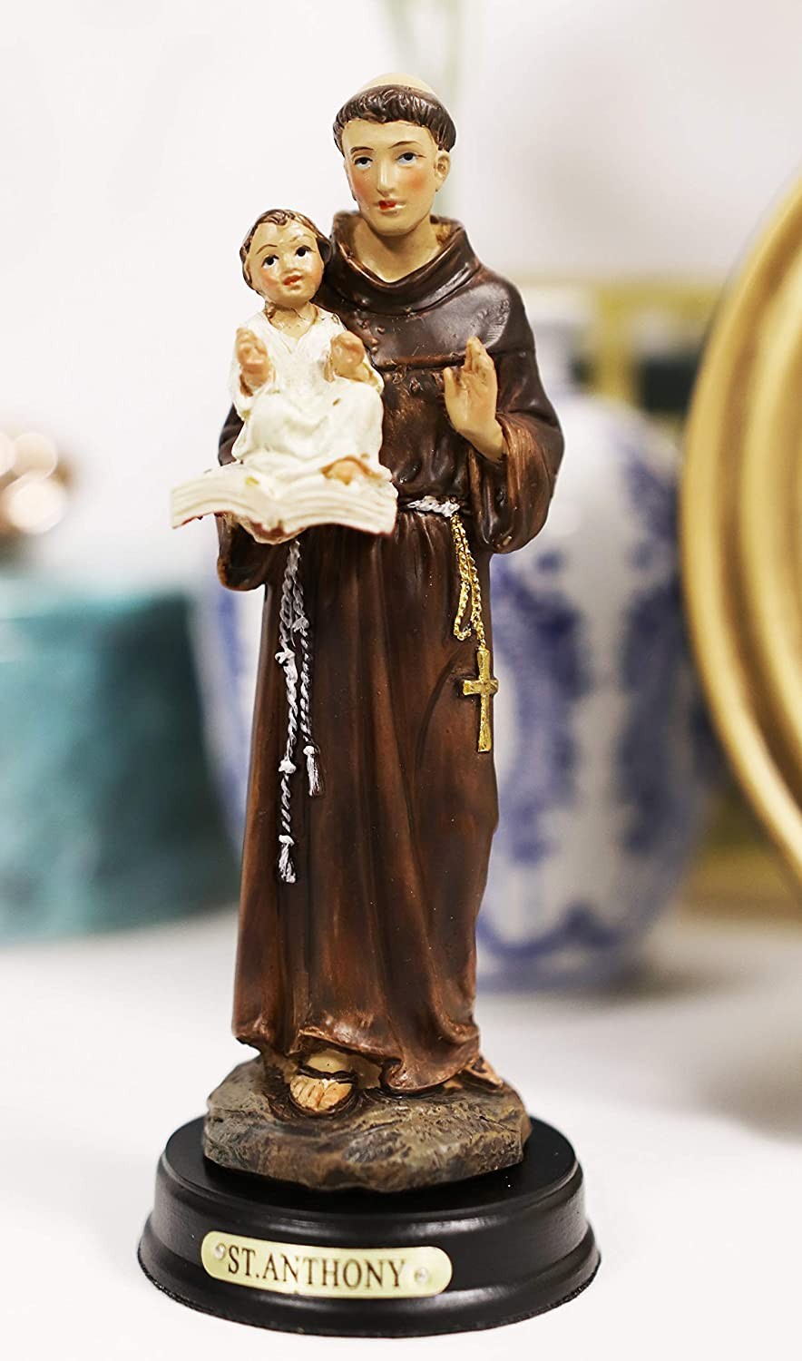Ebros Saint Anthony of Padua Carrying Baby Jesus and The Bible Statue 5.25