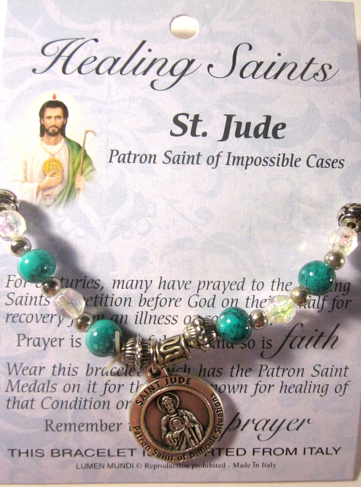 Healing Saints Stretch Charm Bracelet St Jude Patron of Difficult Situations