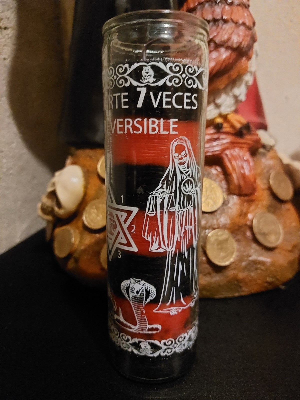 Veladora Esotérica Santa Muerte 7 Veces Reversible Candle Black/Red, Rojo/Negro Veladora Esotérica Santa Muerte 7 Veces Reversible Candle Black/Red, Rojo/Negro
