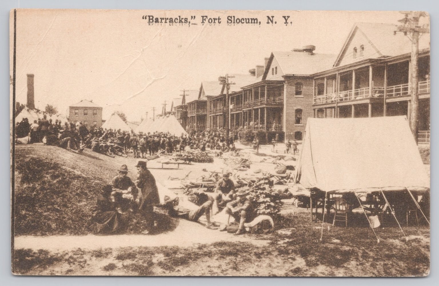 Fort Slocum NY Barracks WWI Era Postcard Italia Art Co.