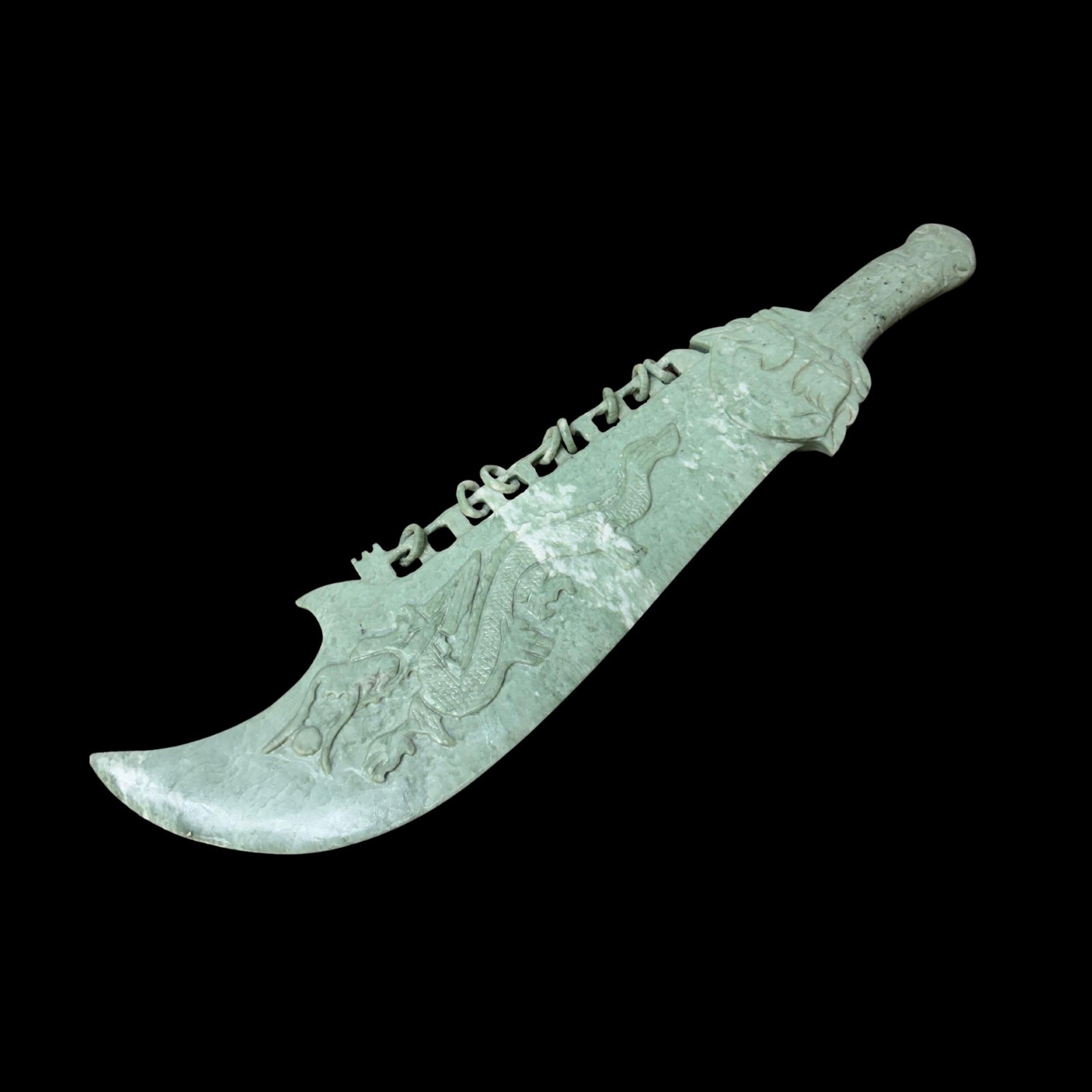 Vintage Jade Ceremonial Knife Hand Carved - 19 inches Long Vintage Jade Ceremonial Knife Hand Carved - 19 inches Long