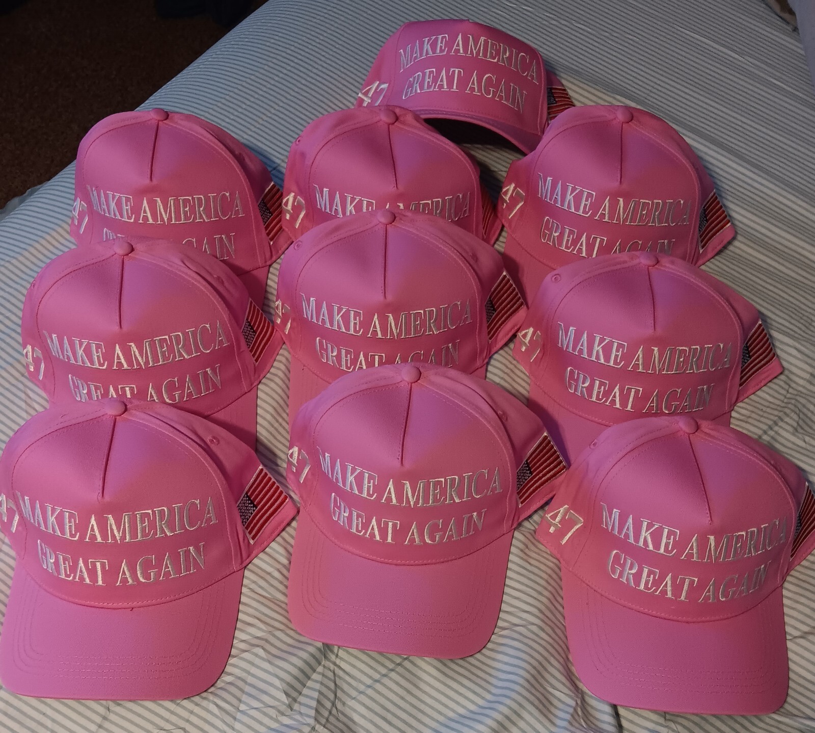 Pink & White Trump 45-47 Make America Great Again 2024 MAGA USA MADE Pink & White Trump 45-47 Make America Great Again 2024 MAGA USA MADE