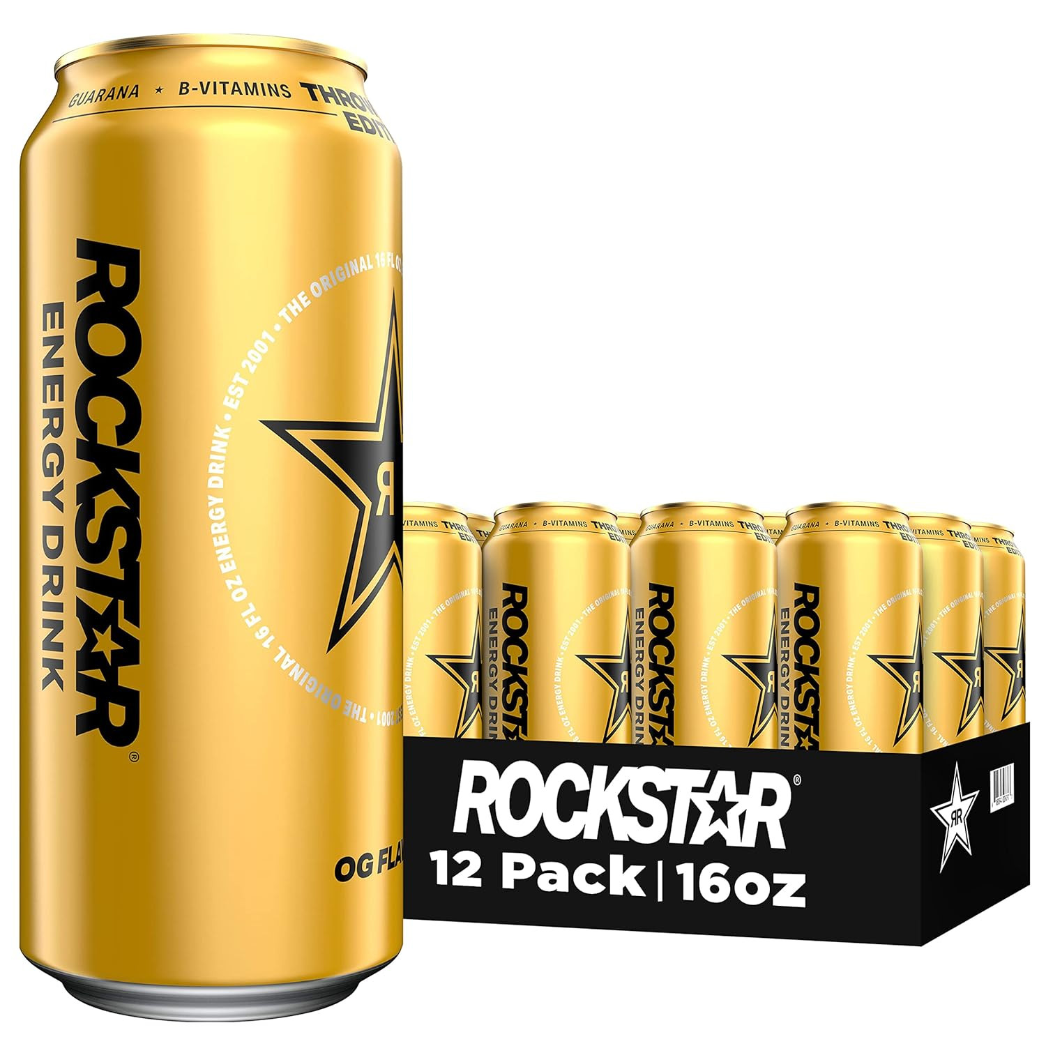 Rockstar Energy Drink, Throwback Edition: O.G., 16 Fl Oz (Pack of 12) - Packagin Rockstar Energy Drink, Throwback Edition: O.G., 16 Fl Oz (Pack of 12) - Packagin