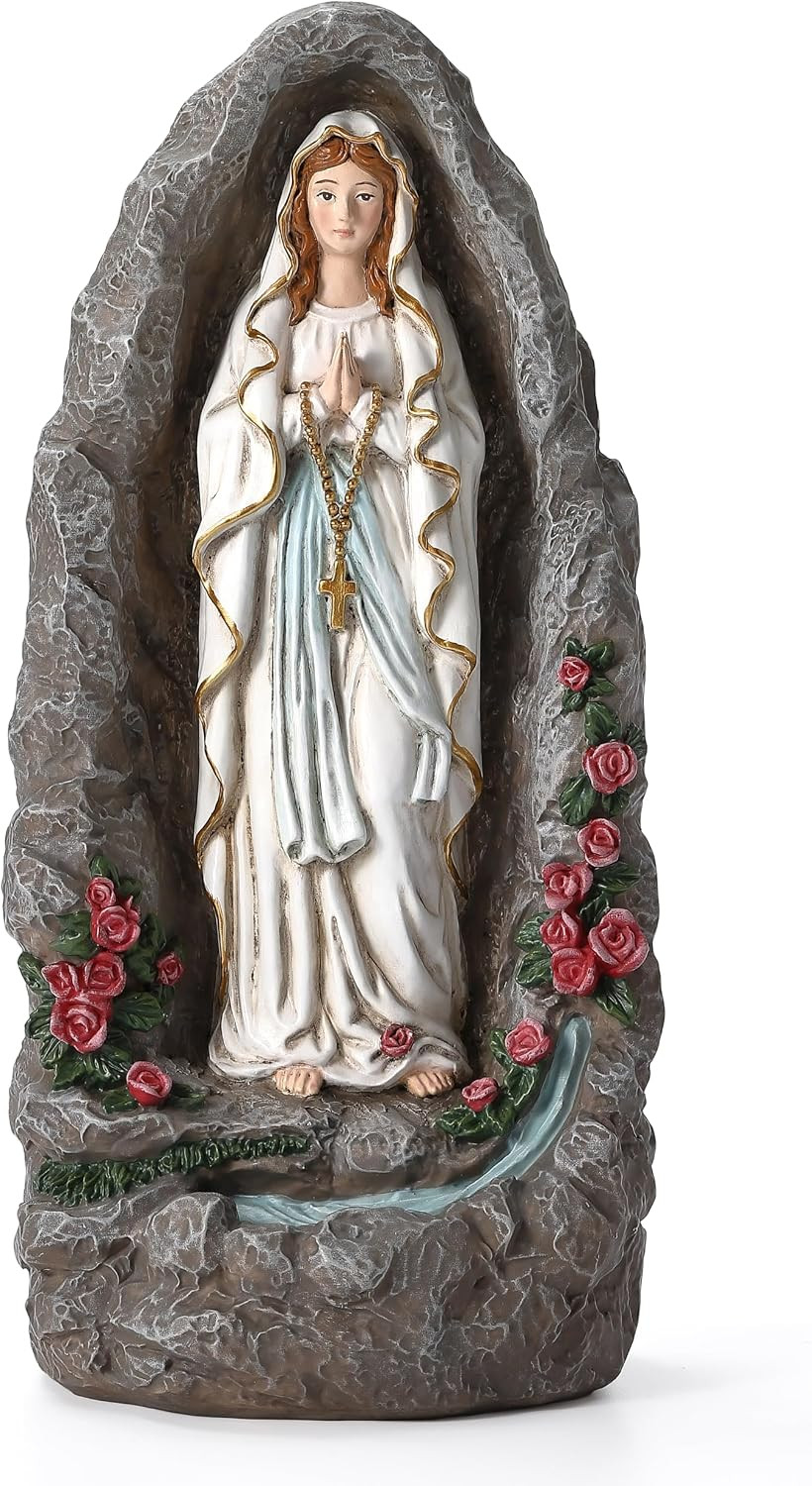 Our Lady of Lourdes Statue 18 Inch Hand Painted Virgin Mary Catholic Yard Decor Our Lady of Lourdes Statue 18 Inch Hand Painted Virgin Mary Catholic Yard Decor