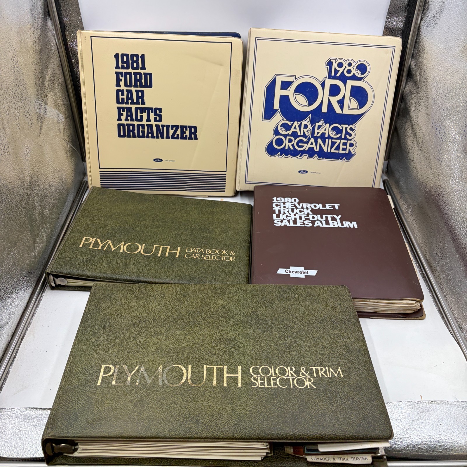 1975 Plymouth 1980 Chevy Truck 1980 1981 Ford Dealer Sales Binders Lot of 5