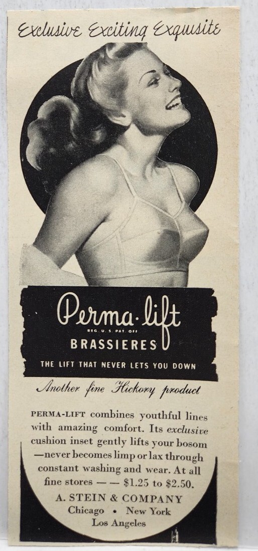 1941 Pinup A Stein Co Perma Lift Bra Brassieres Sexy Print Ad Life Magazine 40s
