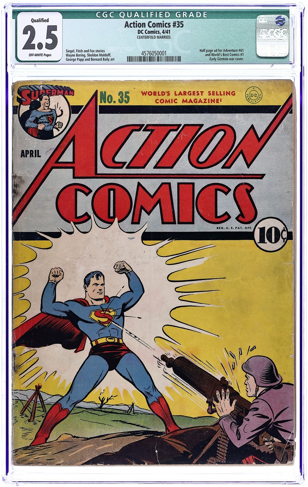 Action Comics #35 CGC 2.5 QUALIFIED 1941 4576050001