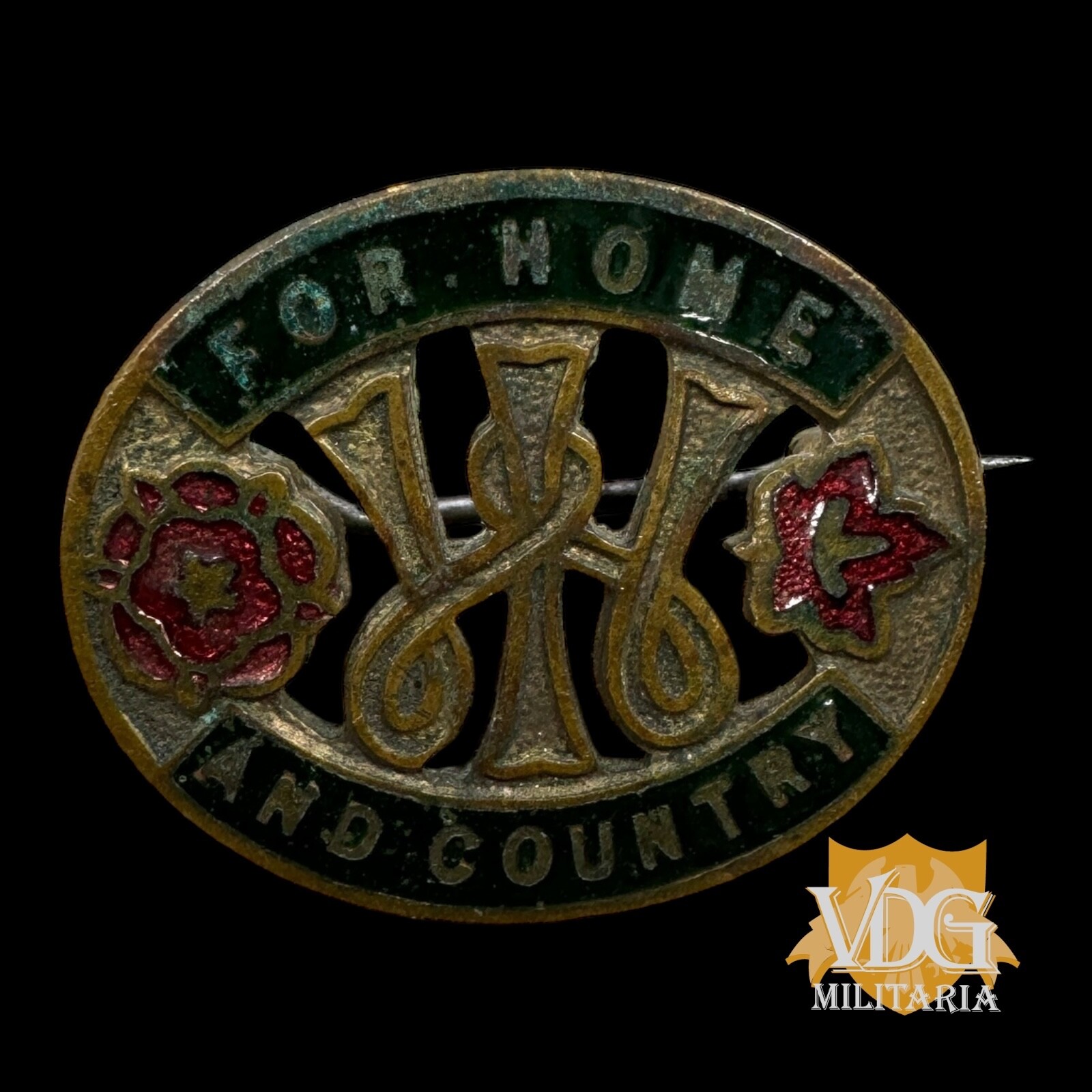 WWI WW1 Era Women's Patriotic League 'For Home and Country' Enamel Badge #D249