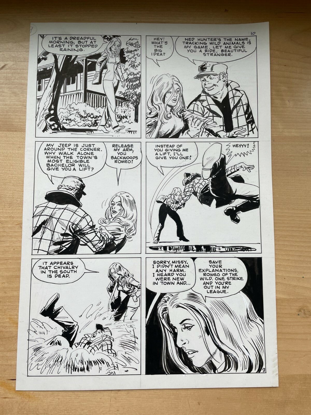 BIONIC WOMAN #5 ORIGINAL comic ART 1978 BEATS UP  ROMEO LINDSAY WAGNER tv 