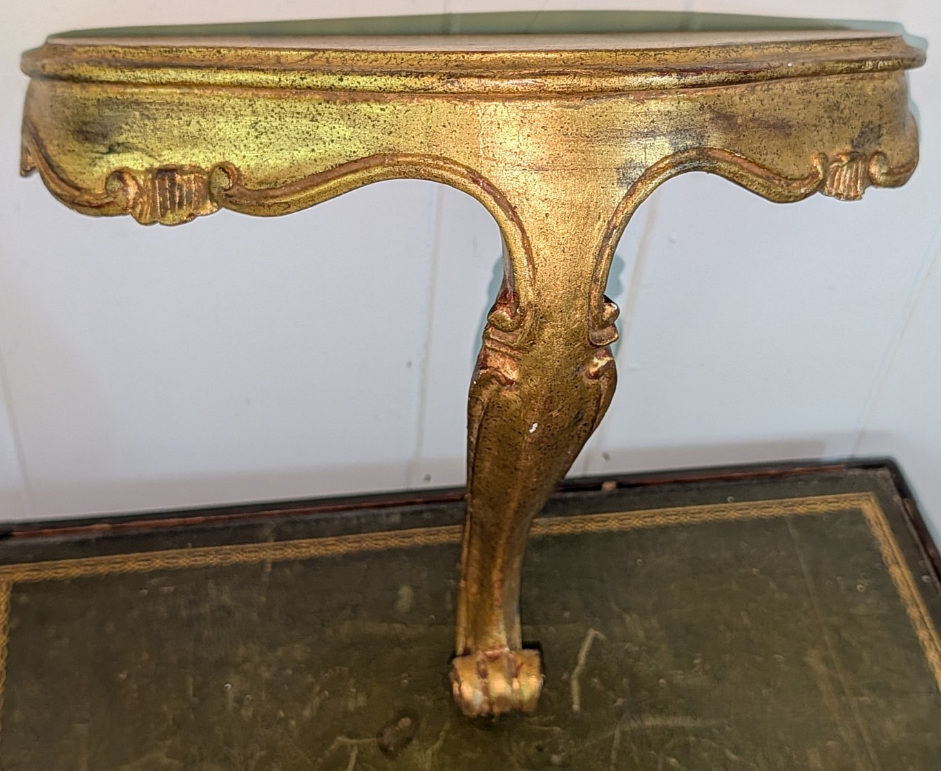 Antique Gold Gilt Italian Florentia Ornate Carved Wood Wall Shelf Sconce 14 in
