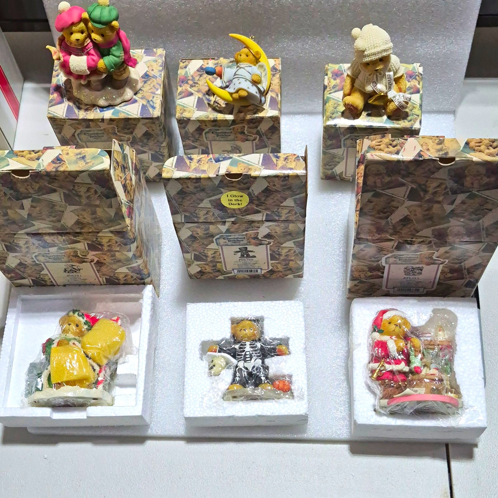 Vintage Cherished Teddies Lot of 7 Boxed Resin Figurines 1998