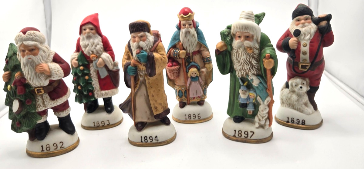 Vintage Lenox Memories of Santa 1994 Porcelain Figurines 6 Piece Set 1892-1898