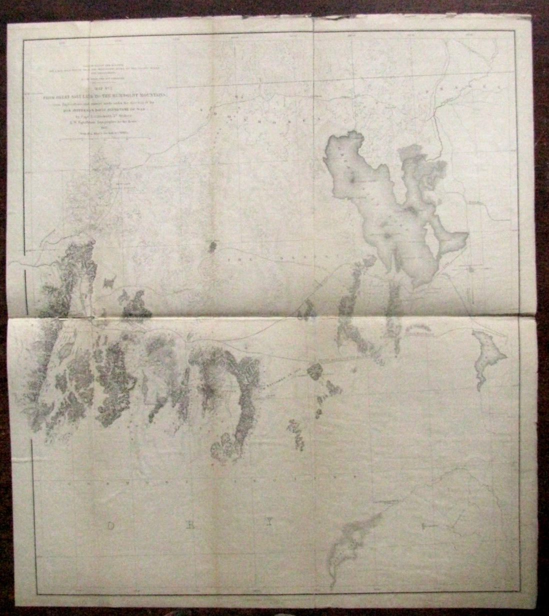 UTAH SURVEY MAP ON LINEN 1855 SALT LAKE AND HUMBOLDT MOUNTAINS UTAH SURVEY MAP ON LINEN 1855 SALT LAKE AND HUMBOLDT MOUNTAINS