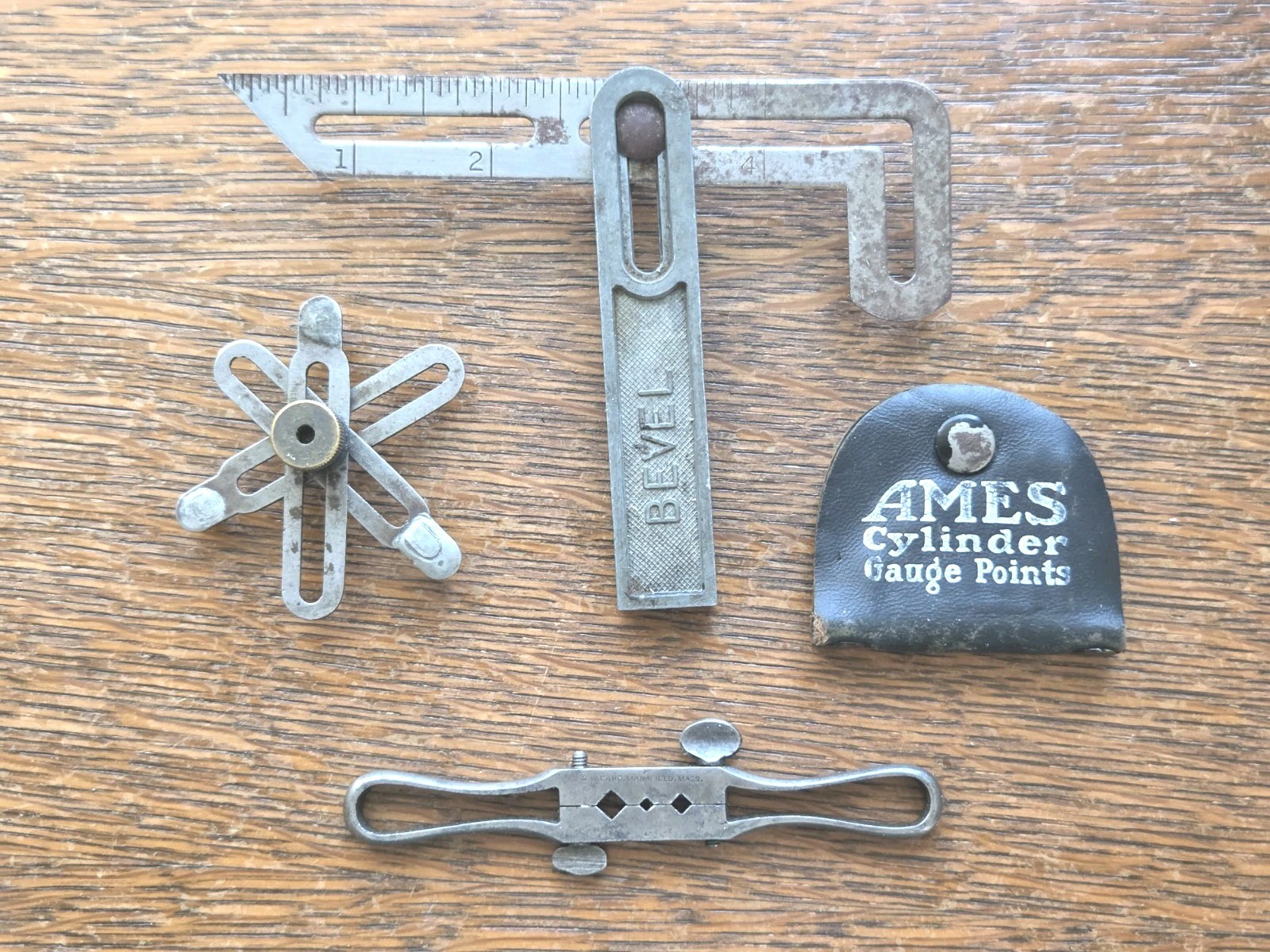 Vintage Ames Cylinder Gage Points/Twix Bevel/Card Clamp Stop/ Unbranded Tool